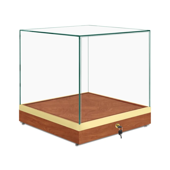 CT610 24 wild cherry frameless countertop display case, angled view