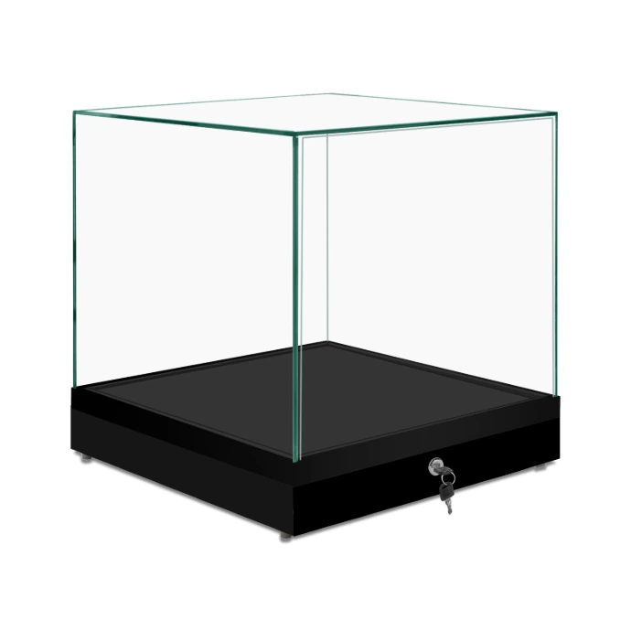 CT610 24 black frameless countertop display case, angled view