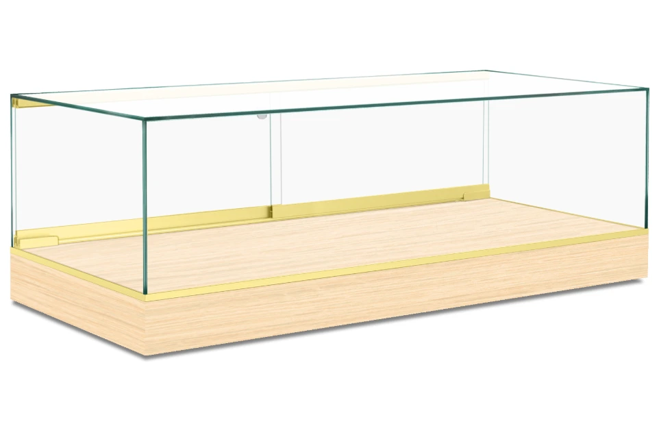 CT660 60 oak framed countertop display case, angled view