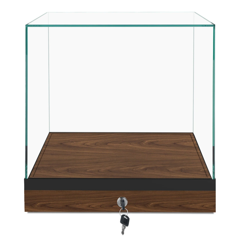 CT610 20 walnut frameless countertop display case, front view