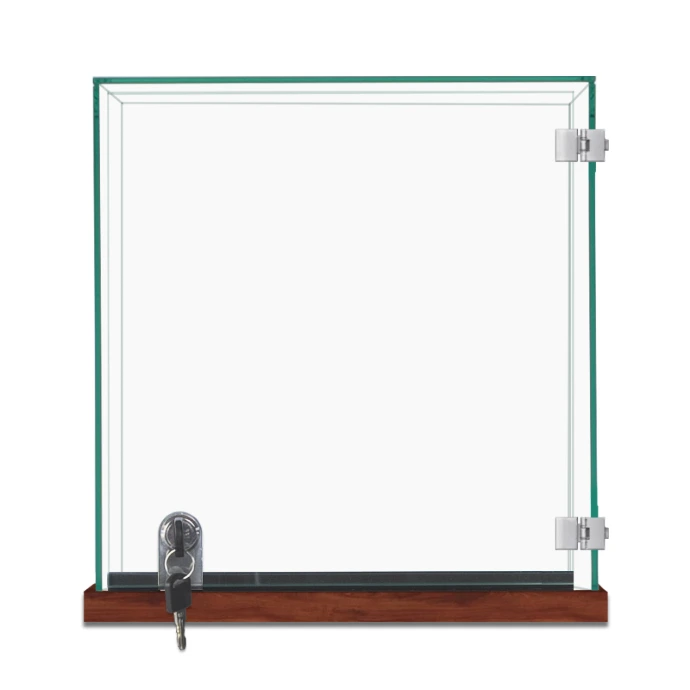 CT600 12 Mahogany Frameless Countertop Display Case – Front View