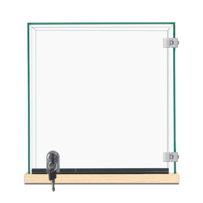 CT600 14 Oak Frameless Countertop Display Case – Front View