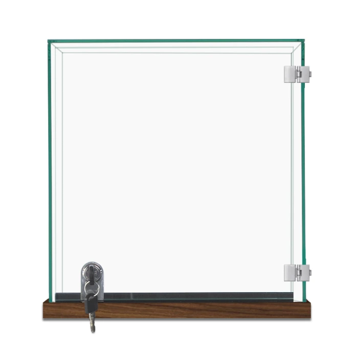 CT600 18 Walnut Frameless Countertop Display Case – Front View