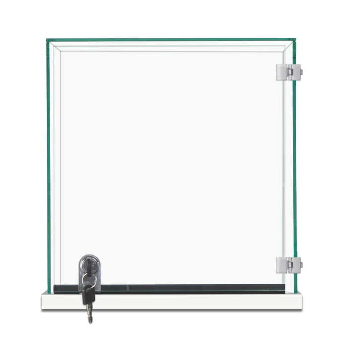 CT600 20 White Frameless Countertop Display Case – Front View
