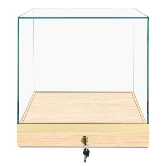 CT610 20 Oak Frameless Countertop Display Case – Front View