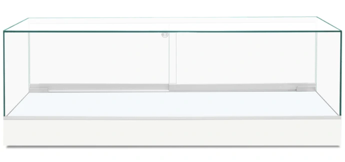 CT660 60 White Frameless Countertop Display Case – Front View