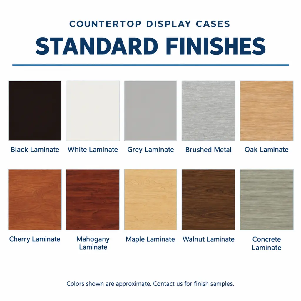 Countertop display case standard finishes.webp